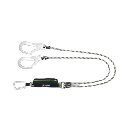 CURIOSITY-S – Forked energy absorbing kernmantle rope lanyard with aluminium connectors, lg. 1,50 m CURIOSITY-S - Forked energy absorbing kernmantle rope lanyard with aluminium connectors, lg. 1,50 m